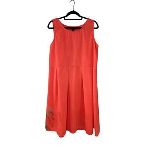 Rouge Collection Coral Sleeveless Fit & Flare Dress 3X Plus Size Embossed